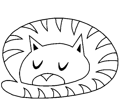Desenho de Gato a dormir para Colorir