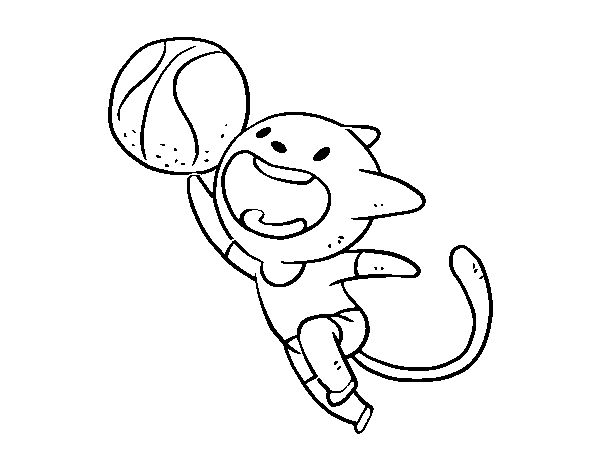 Desenho de Gato basquete para Colorir