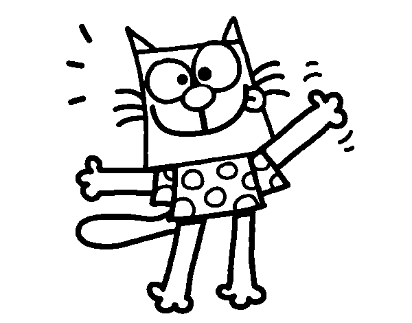 Desenho de Gato com camiseta para Colorir