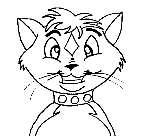 Desenho de Gato com coleira para Colorir