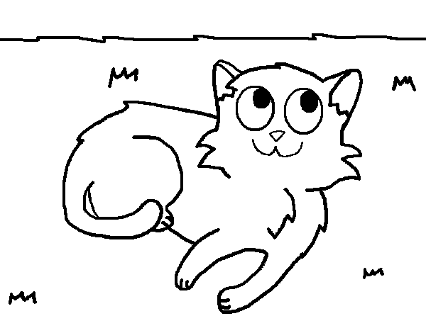Desenho de Gato deitado para Colorir