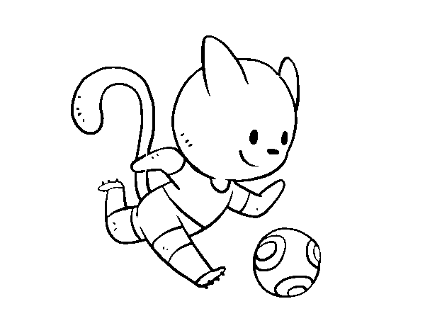 Desenho de Gato futebol para Colorir