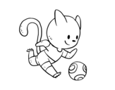 Desenho de Gato futebol para colorear