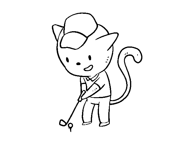 Desenho de Gato golfista para Colorir
