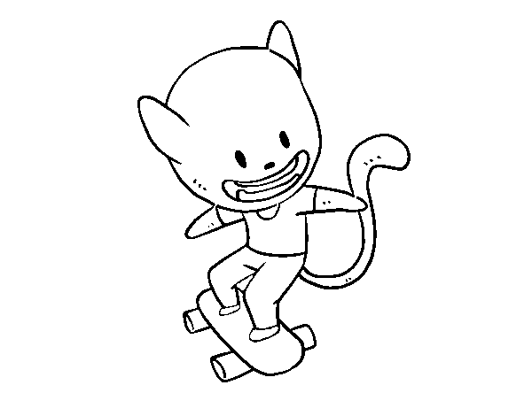Desenho de Gato skater para Colorir