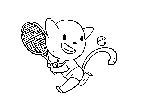 Desenho de Gato tennis para Colorir