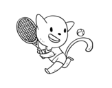 Desenho de Gato tennis para colorear
