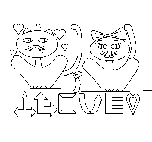 Desenho de Gatos para Colorir