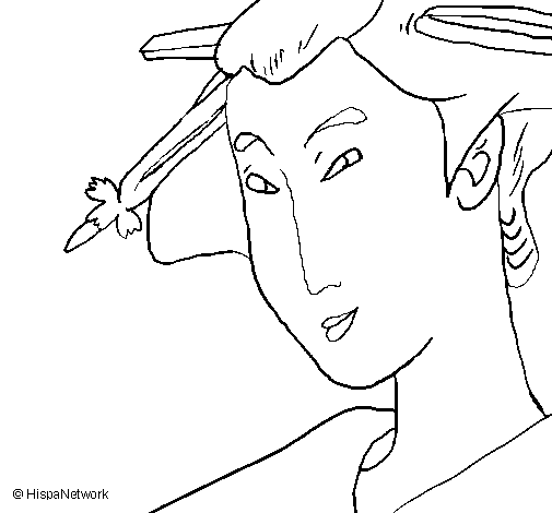 Desenho de Geisha para Colorir