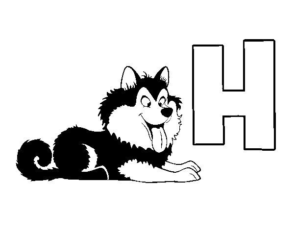 Desenho de H de Husky para Colorir