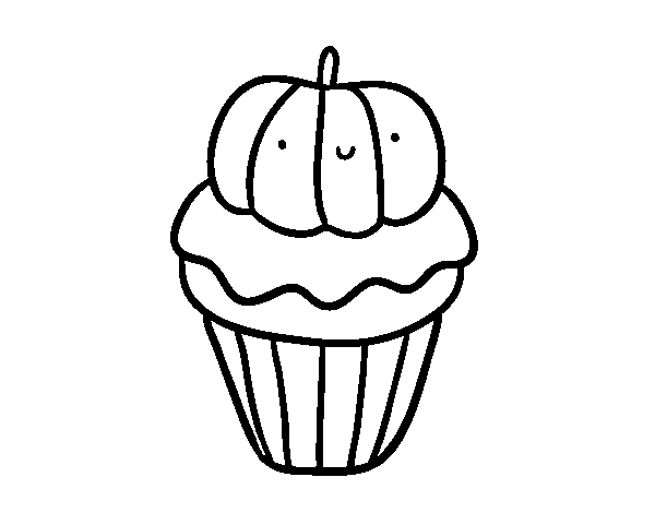 Desenho de Halloween cupcake para Colorir