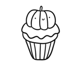 Desenho de Halloween cupcake para colorear