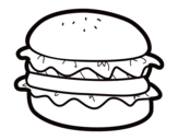Desenho de Hamburguer com alface para colorear