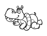 Desenho de Hipopótamo natação para colorear