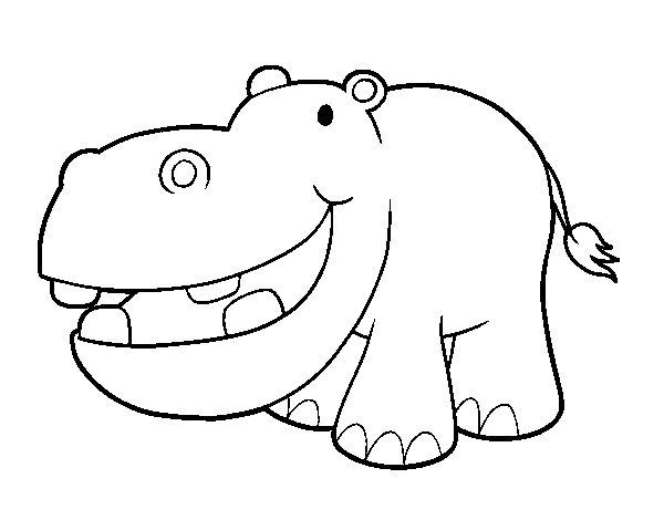 Desenho de Hipopótamo pequeno para Colorir