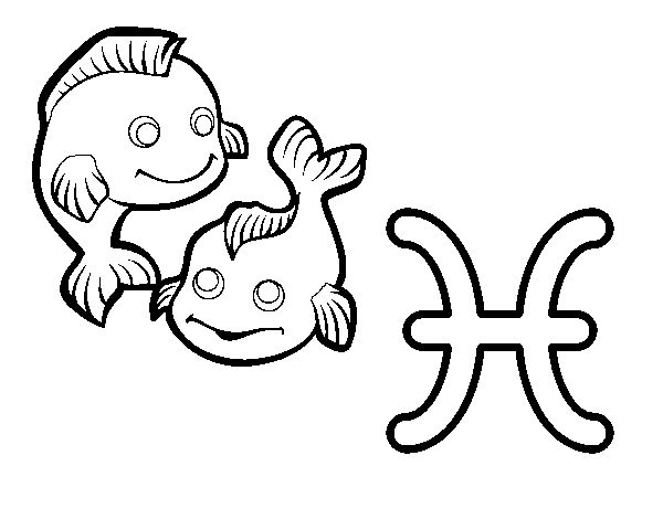 Desenho de Horóscopo Peixes para Colorir