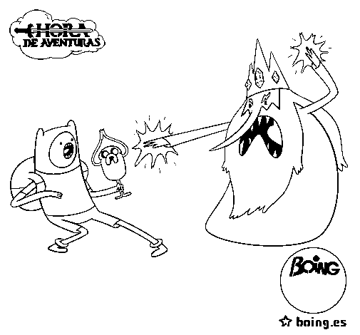 Desenho de Ice Rei contra Finn para Colorir