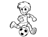 Desenho de Jogador de futebol com bola para colorear