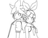 Desenho de Len e Rin Kagamine Vocaloid para colorear
