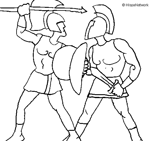 Desenho de Luta de gladiadores para Colorir