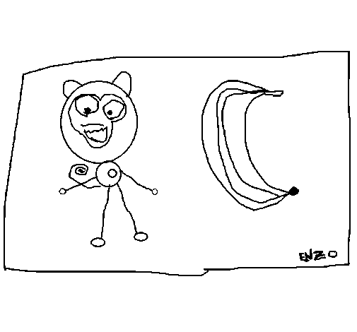Desenho de Macaco e banana para Colorir