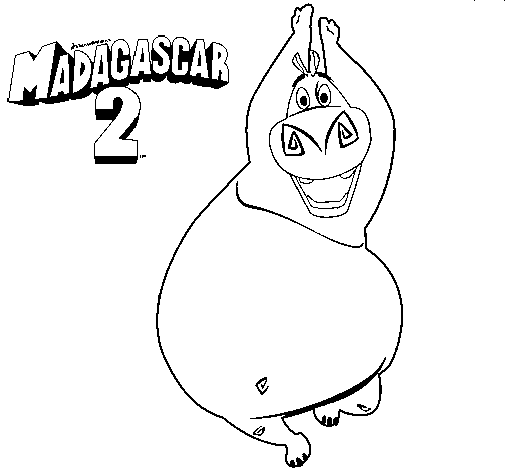 Desenho de Madagascar 2 Gloria para Colorir