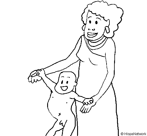 Desenho de Mãe e filho da Guiné para Colorir
