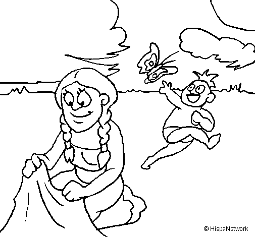 Desenho de Mãe e filho maias para Colorir