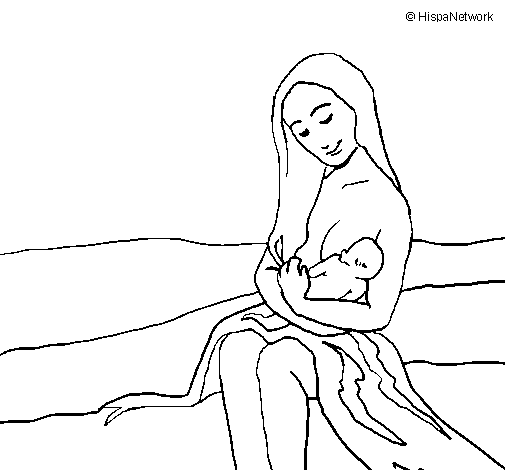Desenho de Mãe e filho  para Colorir