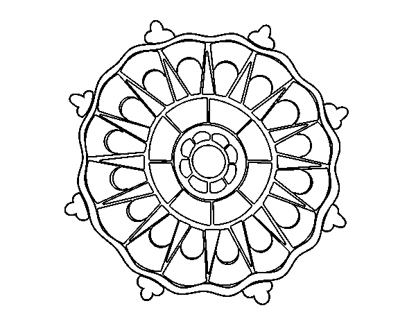 Desenho de Mandala com sol raios para Colorir