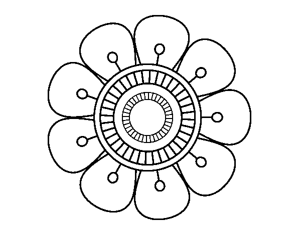 Desenho de Mandala em forma de flor para Colorir