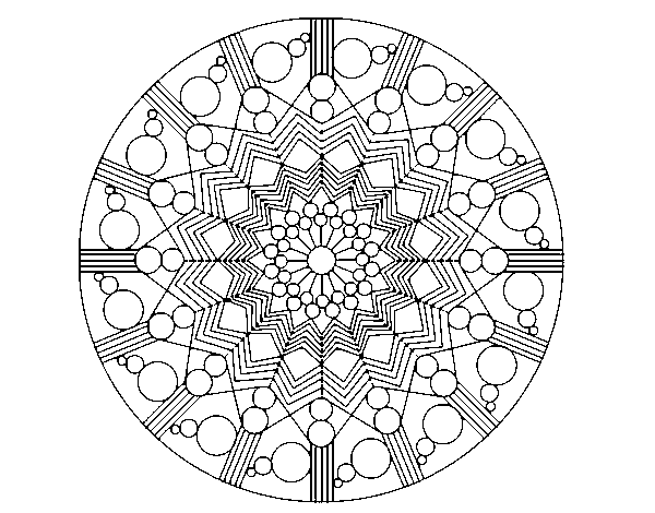 Desenho de Mandala flor com círculos para Colorir