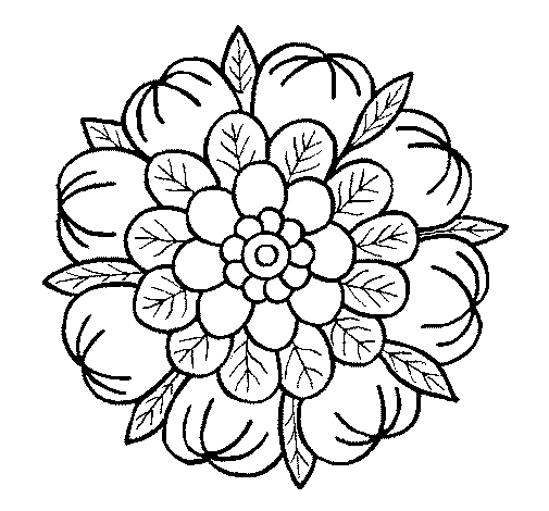Desenho de Mandala Floral para Colorir