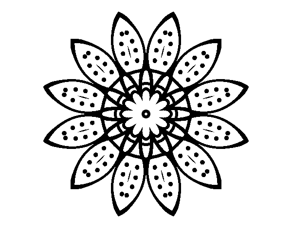 Desenho de Mandala flores com pétalas para Colorir