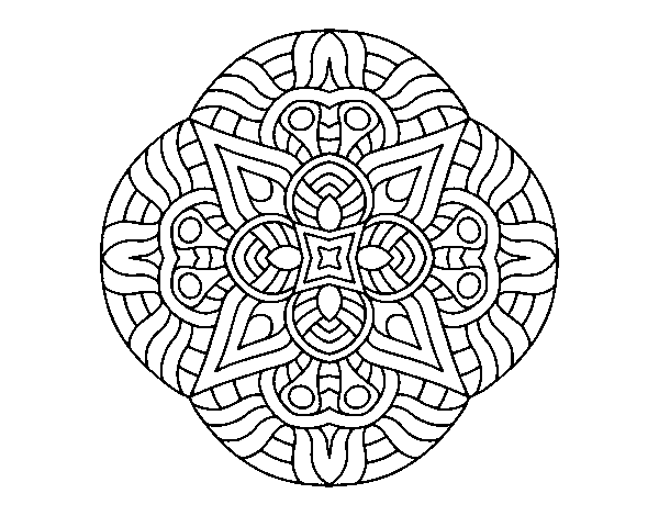 Desenho de Mandala maya para Colorir