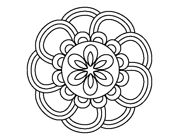 Desenho de Mandala pétalas para Colorir