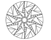 Desenho de Mandala sol triangular para colorear