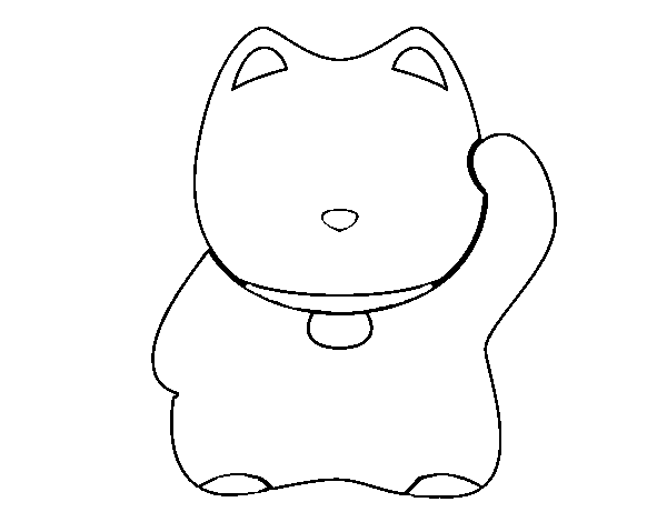 Desenho de Maneki-neko branco para Colorir