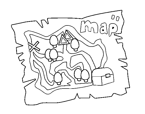 Mapa do tesouro para impressão grátis para colorir