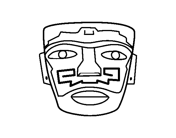 Desenho de Máscara ancestral Aztec para Colorir