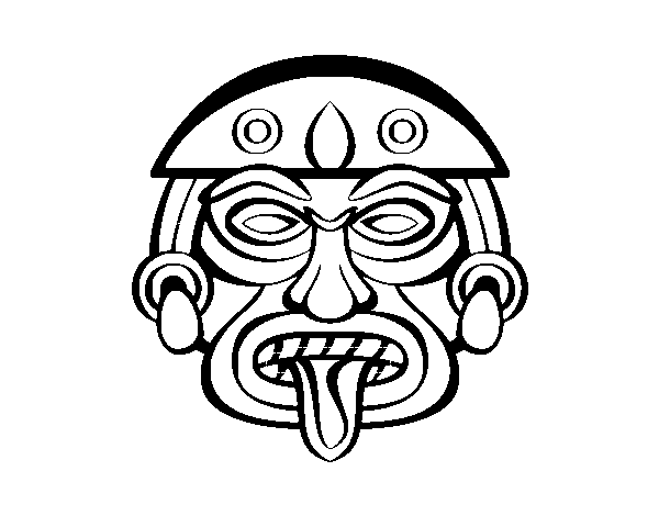 Desenho de Máscara asteca para Colorir