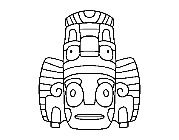 Desenho de Máscara mexicana dos rituais  para Colorir