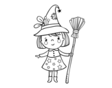 Desenho de Menina bruxa do Halloween para colorear