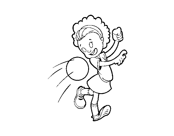 Desenho de Menina com bola para Colorir