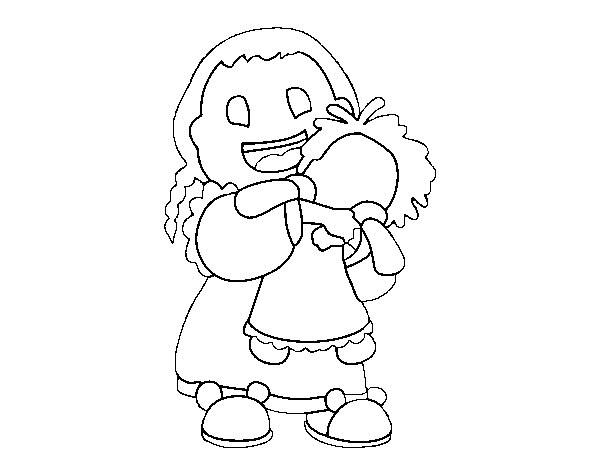 Desenho de Menina com boneca para Colorir