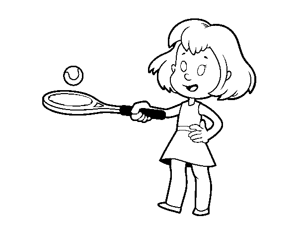 Desenho de Menina com raquete para Colorir