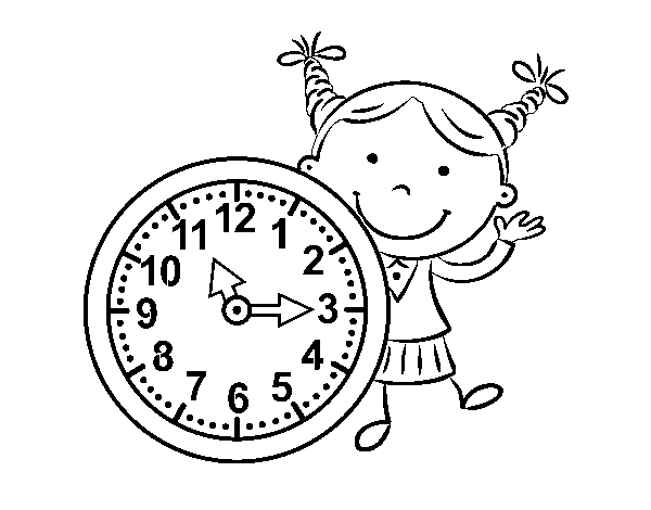 Desenho de Menina com relógio para Colorir