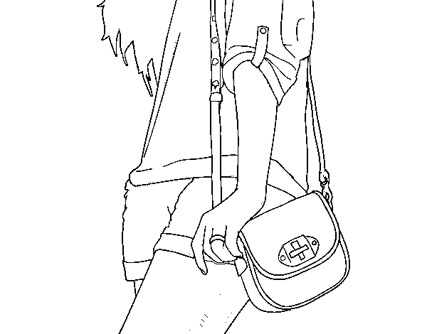 Desenho de Menina com saco para Colorir