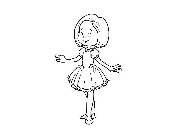 Desenho de Menina com vestido de princesa para Colorir