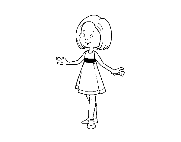 Desenho de Menina com vestido de verão para Colorir